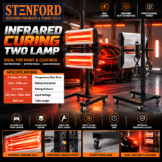 JMD DETPRO INFRARED COATING & PAINT CURING LAMPS TWO LAMBS WITH STAND